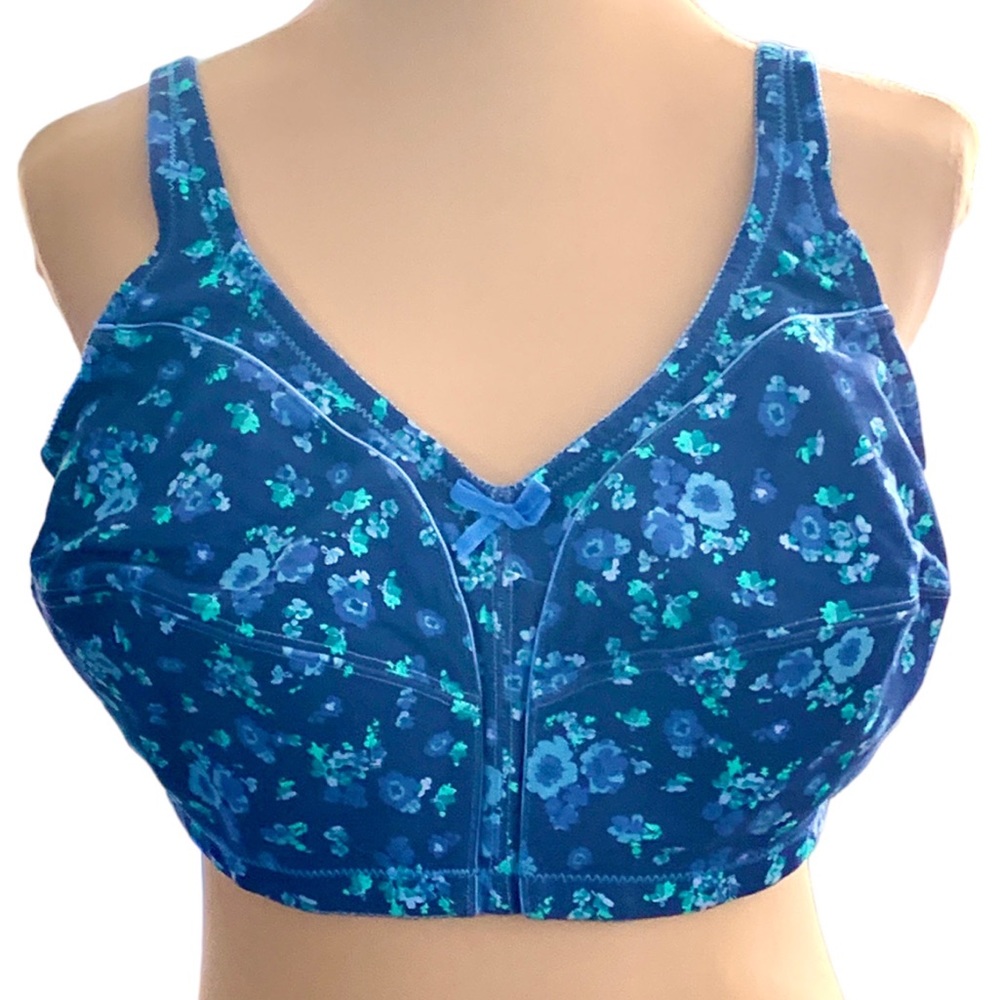 Plus Size Woman’s Within Front-Close Cotton Floral Wireless Bra Size 40 G